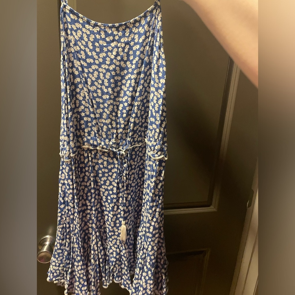 Blue and white floral dress